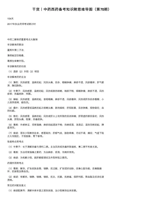 干货〡中药西药备考知识附思维导图（第70期）