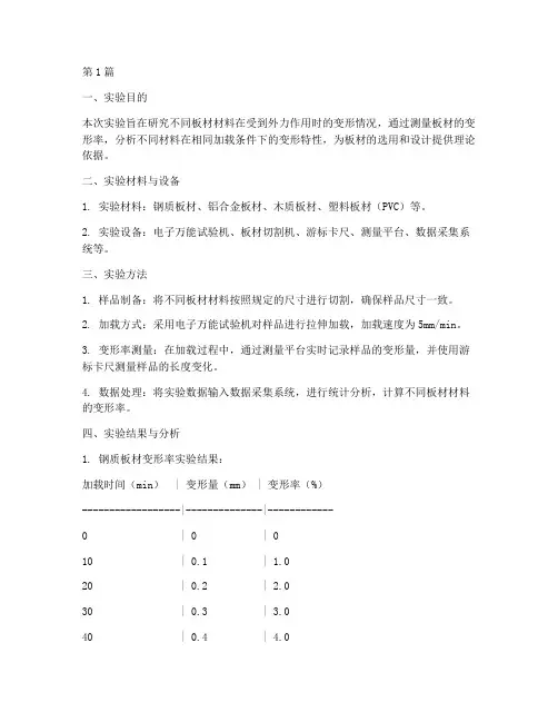 板材变形率实验报告(3篇)