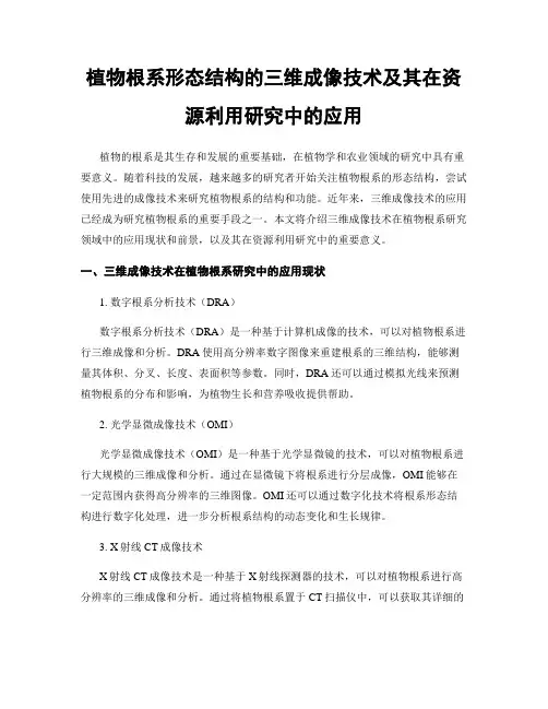 植物根系形态结构的三维成像技术及其在资源利用研究中的应用