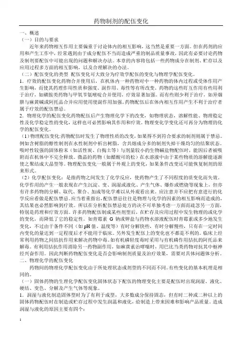 药物制剂的配伍变化