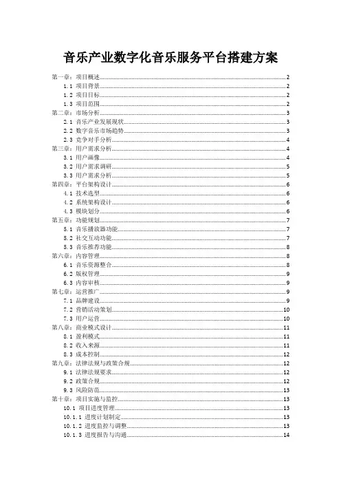 音乐产业数字化音乐服务平台搭建方案