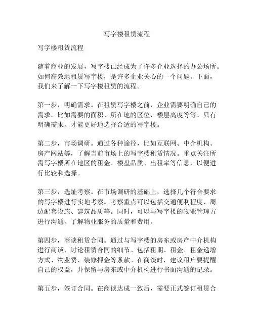写字楼租赁流程