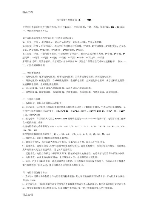 (整理)电子元器件扫盲手册