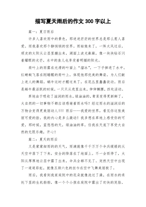 描写夏天雨后的作文300字以上_作文