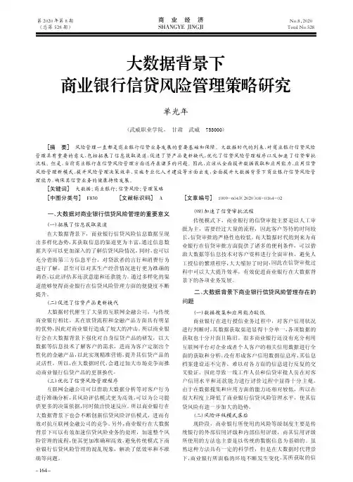 大数据背景下商业银行信贷风险管理策略研究