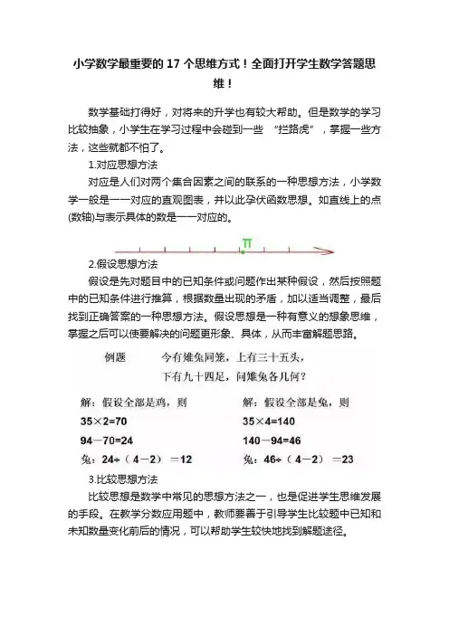 小学数学最重要的17个思维方式！全面打开学生数学答题思维！