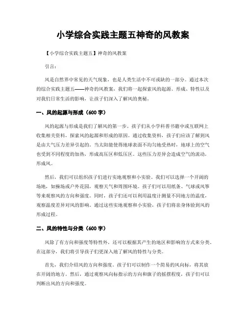 小学综合实践主题五神奇的风教案