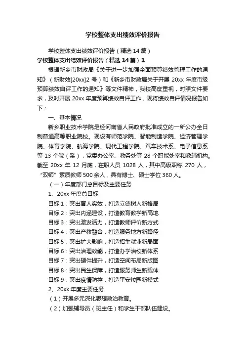 学校整体支出绩效评价报告