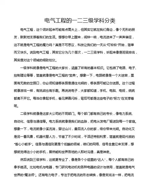 电气工程的一二三级学科分类
