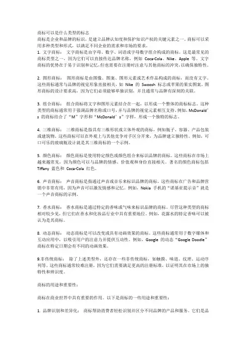 商标可以是什么类型的标志