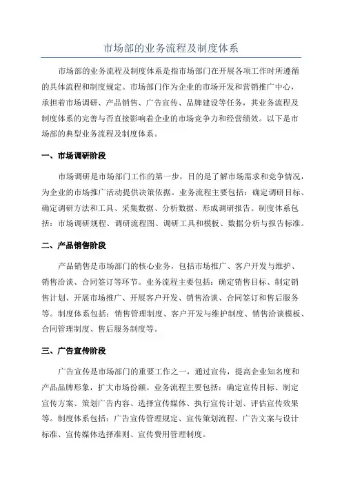 市场部的业务流程及制度体系