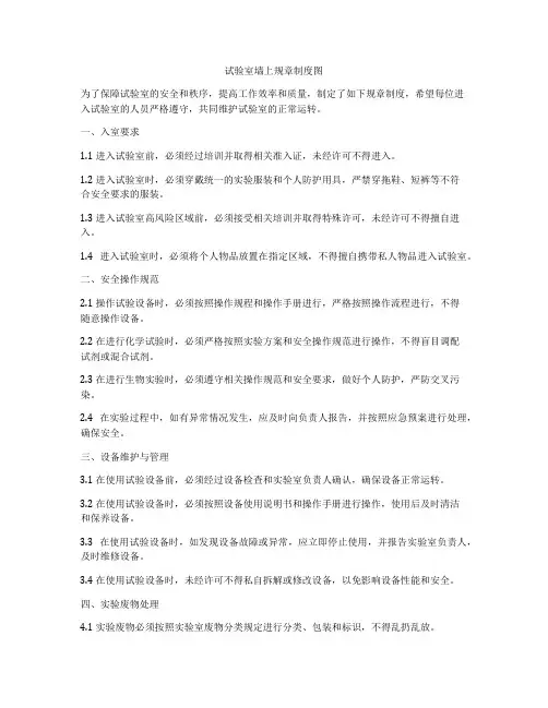 试验室墙上规章制度图