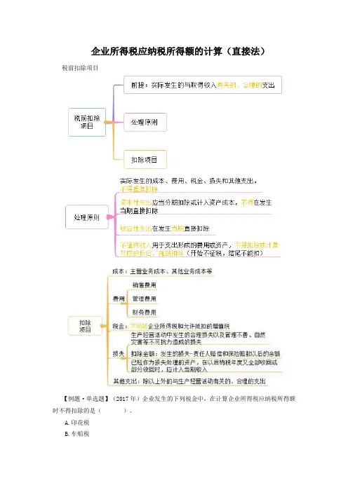 企业所得税应纳税所得额的计算(直接法)