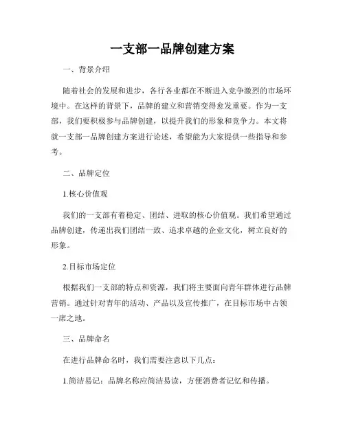 一支部一品牌创建方案