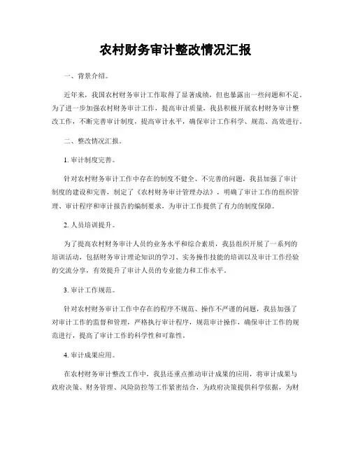 农村财务审计整改情况汇报