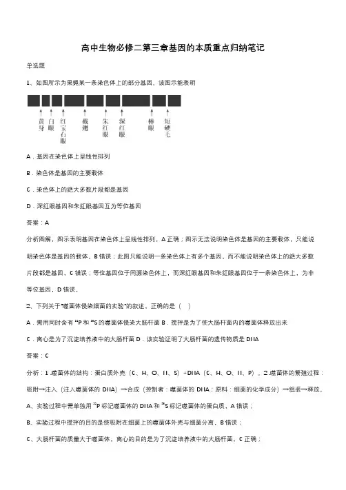 高中生物必修二第三章基因的本质重点归纳笔记(带答案)