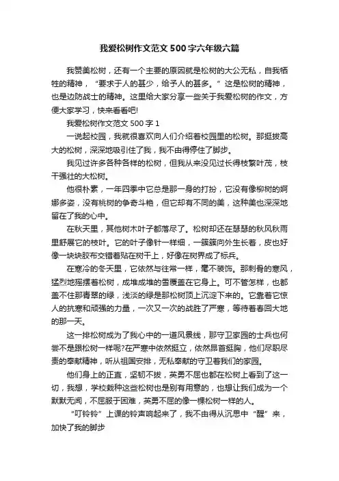 我爱松树作文范文500字六年级六篇