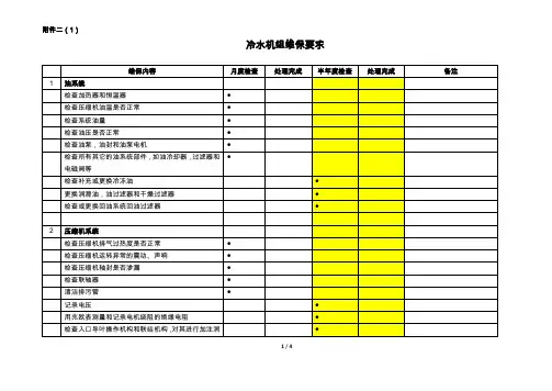 冷水机组维保要求
