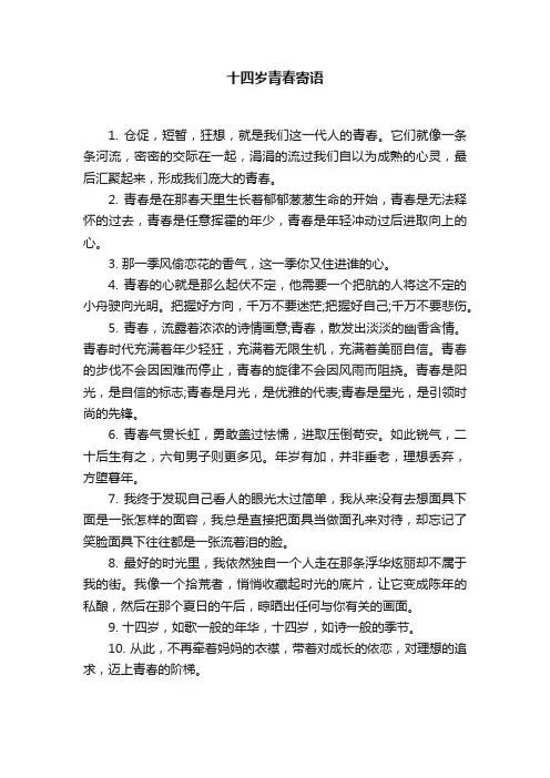 十四岁青春寄语