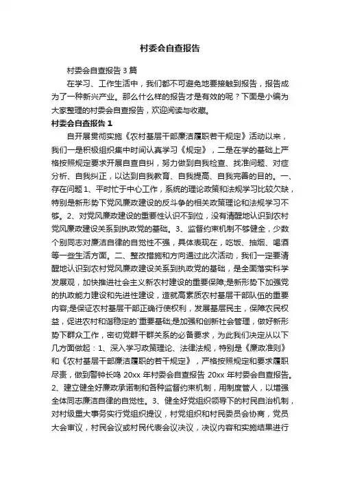 村委会自查报告