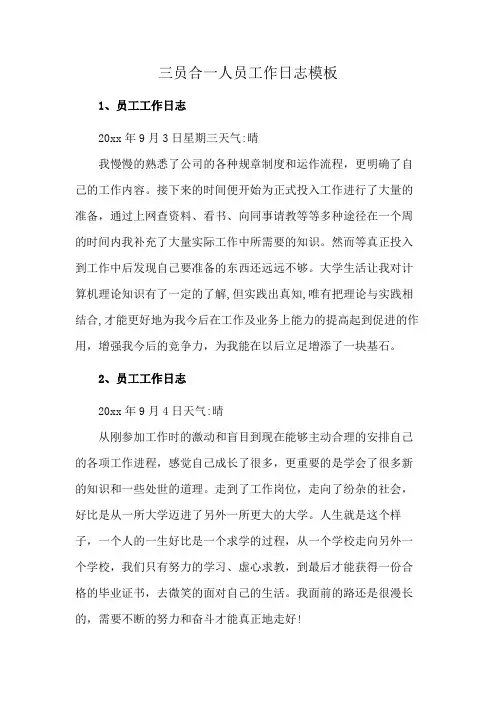 三员合一人员工作日志模板