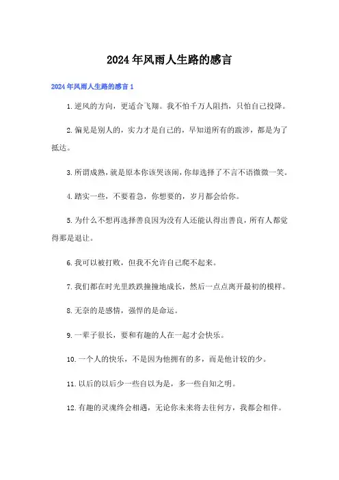 2024年风雨人生路的感言