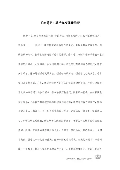 初恋情书：期待你发现我的爱