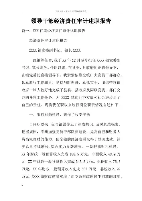 领导干部经济责任审计述职报告