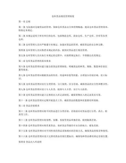 仓库货品规范管理制度