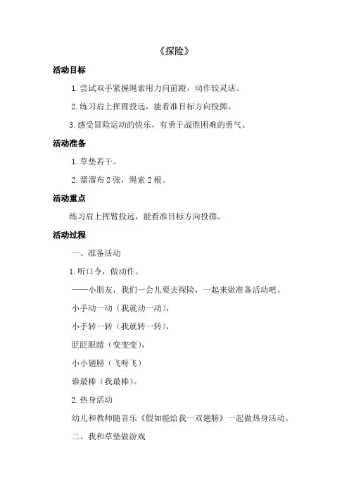 新人教版一至二年级体育《基本身体活动  4.单手正对投掷方向持小垒球(小沙包)掷远与游戏》公开课教案_1