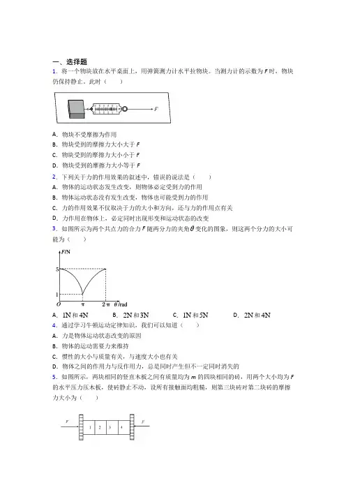 (必考题)高中物理必修一第三章《相互作用——力》测试题(答案解析)(4)