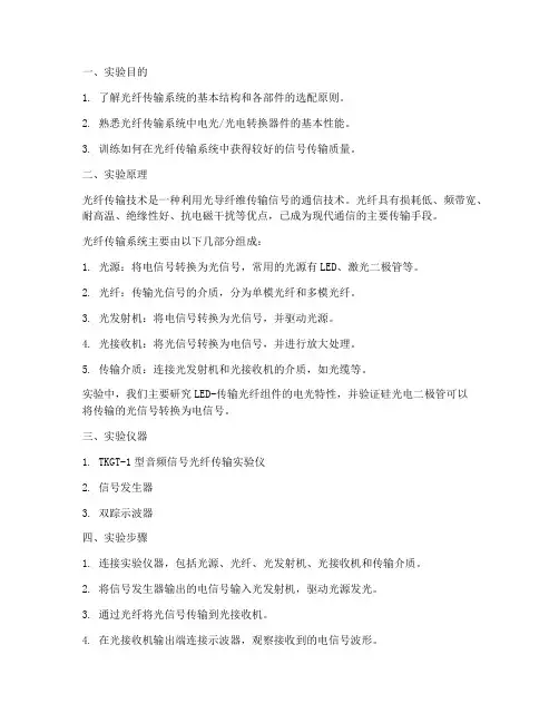 大学光纤传输实验报告