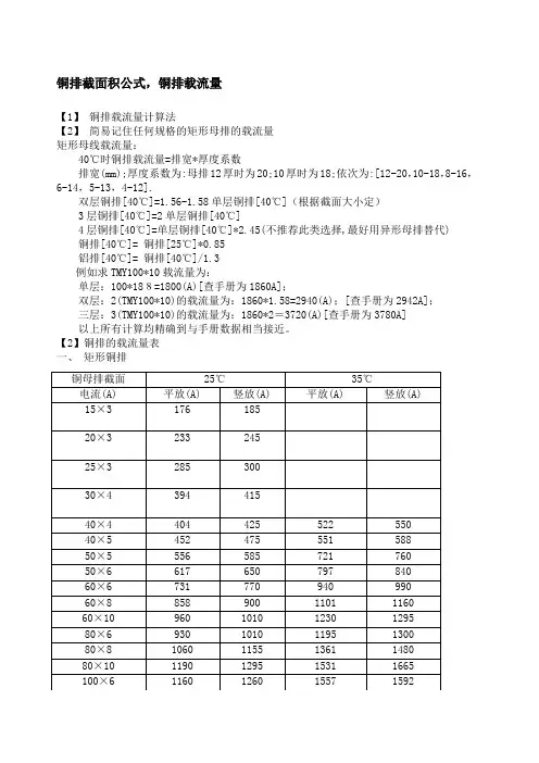 铜排截面积公式