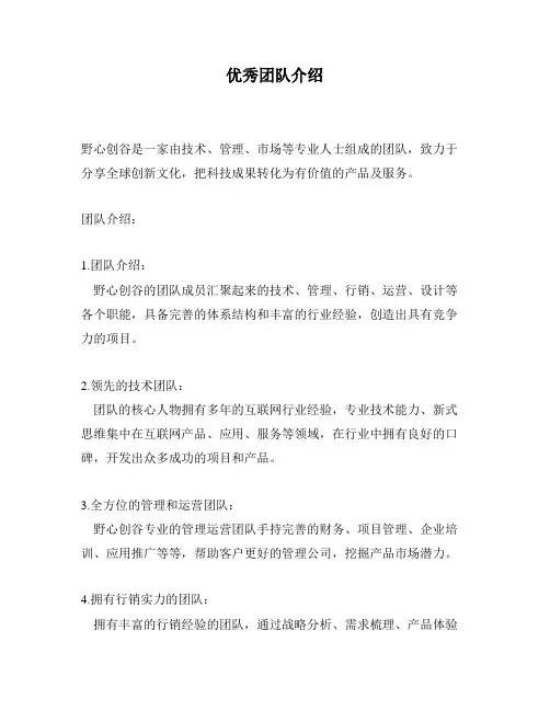 优秀团队介绍