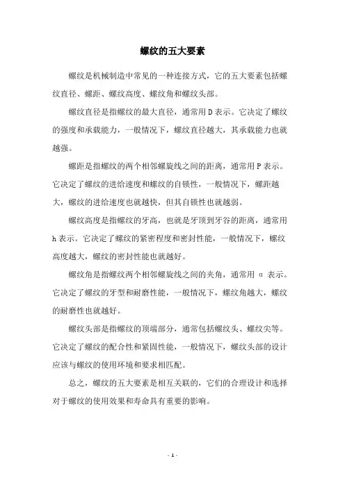 螺纹的五大要素