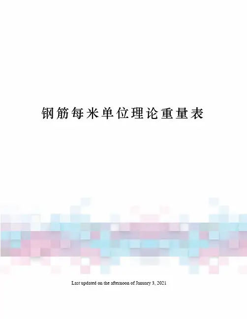 钢筋每米单位理论重量表