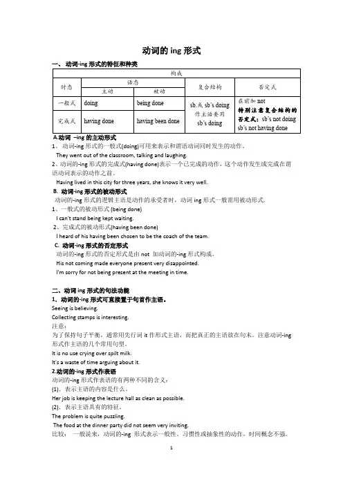 高中 英语 语法 动词的ing形式