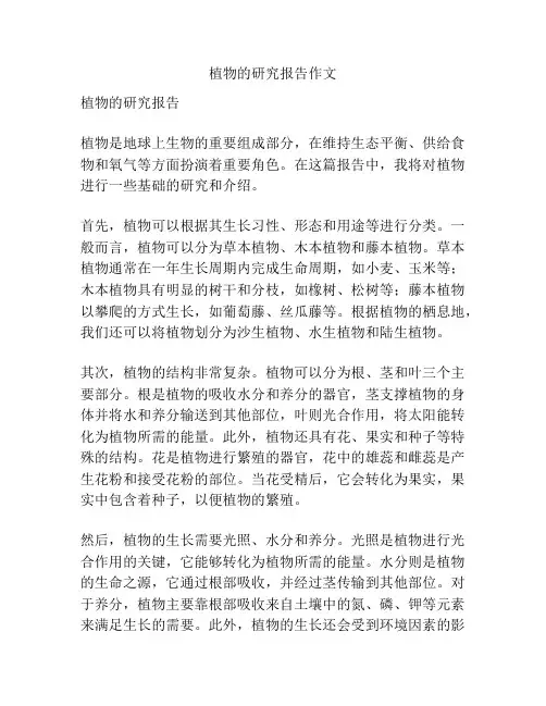 植物的研究报告作文