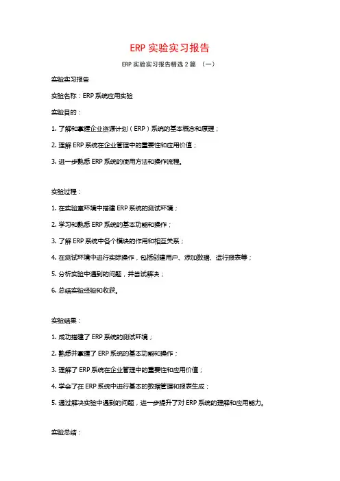 ERP实验实习报告2篇