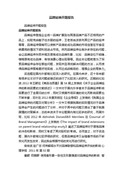 品牌延伸开题报告