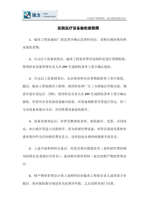 医院医疗设备验收流程图