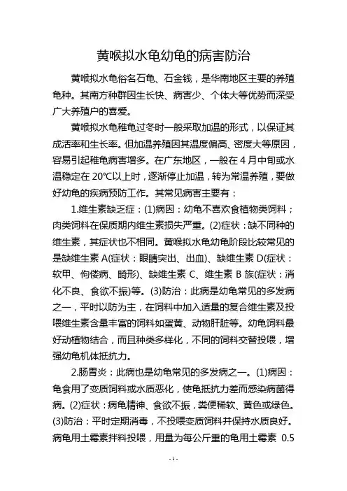 黄喉拟水龟幼龟的病害防治