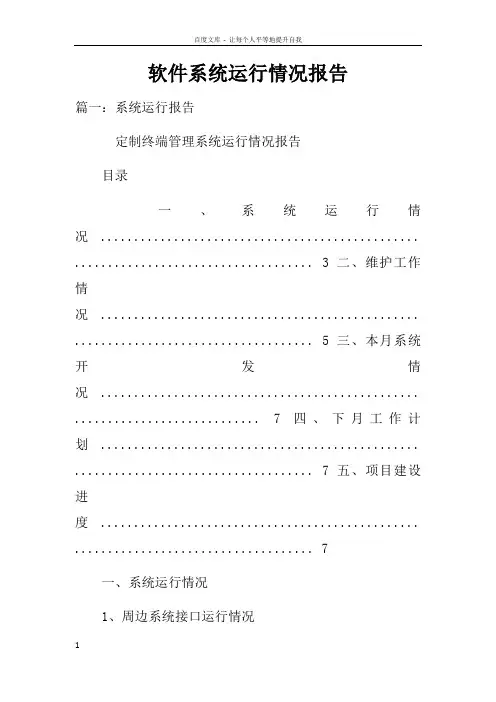 软件系统运行情况报告doc