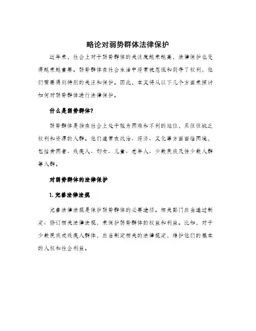 略论对弱势群体法律保护