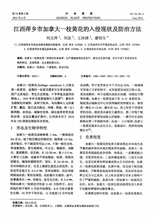 江西萍乡市加拿大一枝黄花的入侵现状及防治方法