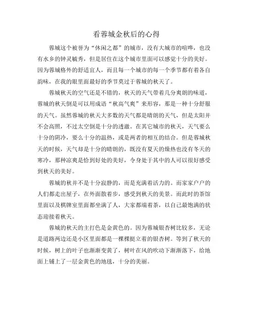 看蓉城金秋后的心得