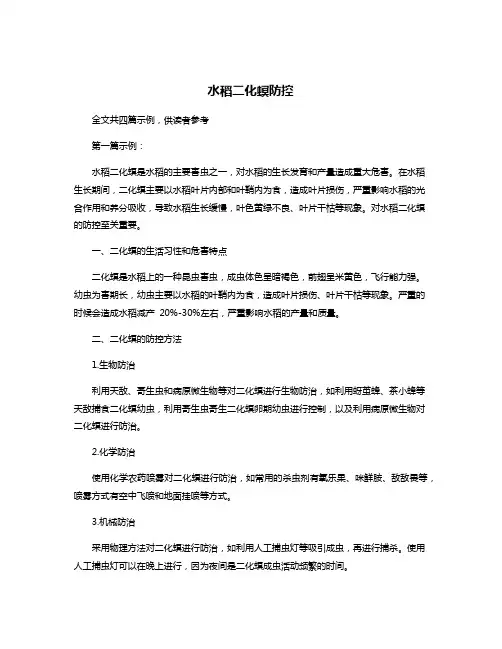 水稻二化螟防控