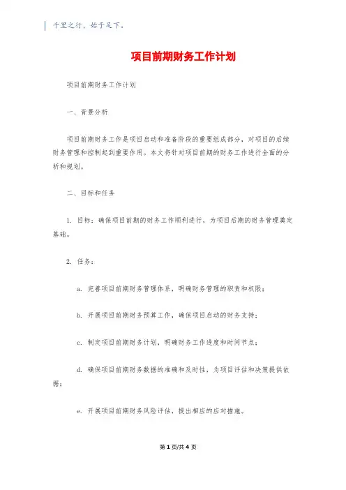 项目前期财务工作计划
