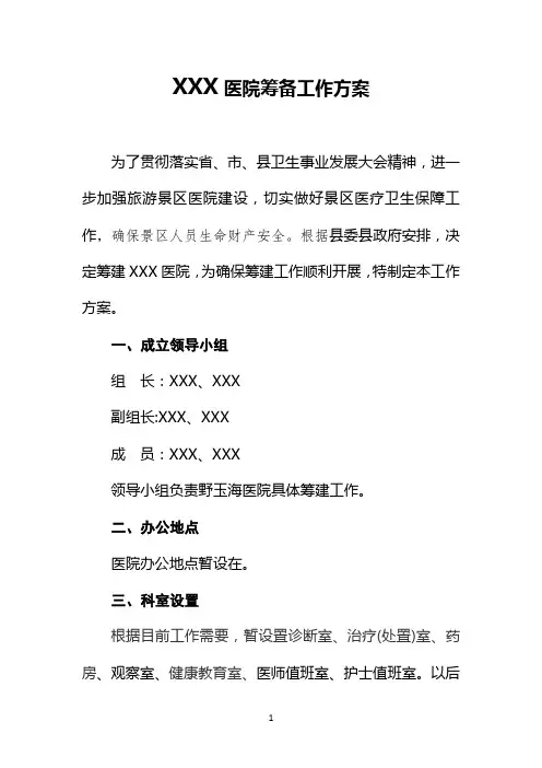 医院筹建方案