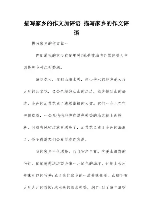 描写家乡的作文加评语 描写家乡的作文评语